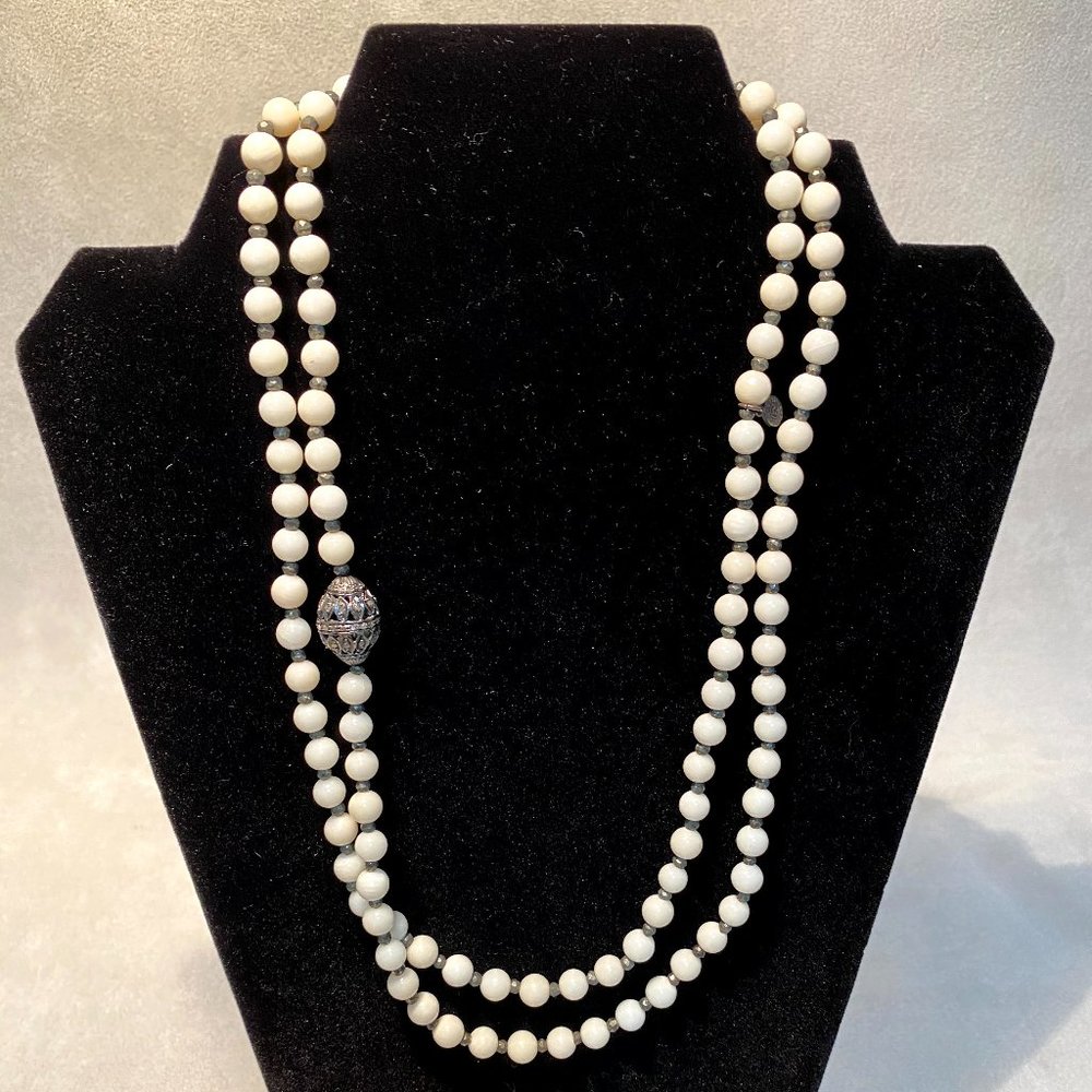 Bettina Duncan White Beads 20 1/2" doubled